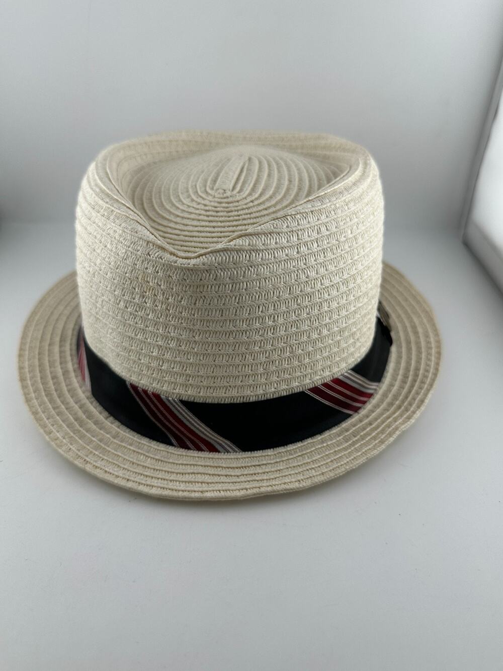 Goorin Bros Straw Pork Pie Hat Size M Ivory Paper Straw Fedora Boater USA